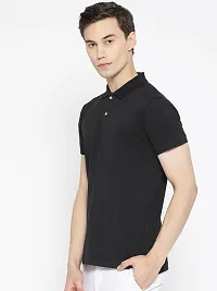 Youth Mantra Men's Cotton Solid Polo Neck Casual T-Shirt (Black_2XL)-thumb1