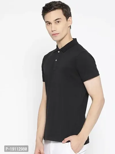 Youth Mantra Men's Cotton Solid Polo Neck Casual T-Shirt (Black_2XL)-thumb2