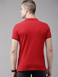 Youth Mantra Men's Cotton Solid Polo Neck Casual T-Shirt (Red_XL)-thumb4