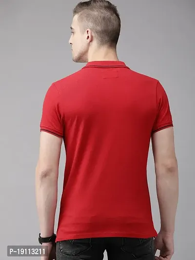 Youth Mantra Men's Cotton Solid Polo Neck Casual T-Shirt (Red_XL)-thumb5