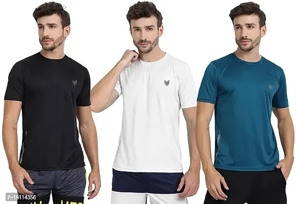 THE YOUTH MANTRA Men's Dri-Fit Polyester Round Neck Half Sleeves T-Shirt Combo - Set of 3