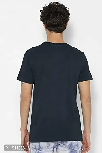 Youth Mantra Men's Lycra Cotton Solid Round Neck Casual T-Shirt (Blue_2XL)-thumb4