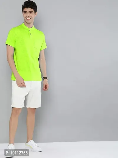 Youth Mantra Men's Cotton Lycra Solid Round Neck Casual T-Shirt (Lime Green_XL)-thumb3