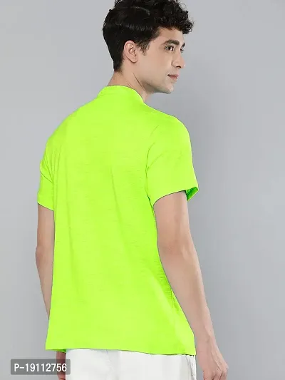 Youth Mantra Men's Cotton Lycra Solid Round Neck Casual T-Shirt (Lime Green_XL)-thumb5