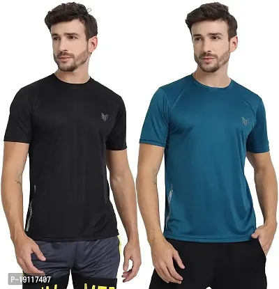 THE YOUTH MANTRA Men's Dri-Fit Polyester Round Neck Half Sleeves T-Shirt Combo - Set of 2