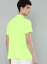 Youth Mantra Men's Cotton Lycra Solid Round Neck Casual T-Shirt (Neon Green_L)-thumb3