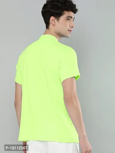 Youth Mantra Men's Cotton Lycra Solid Round Neck Casual T-Shirt (Neon Green_L)-thumb4