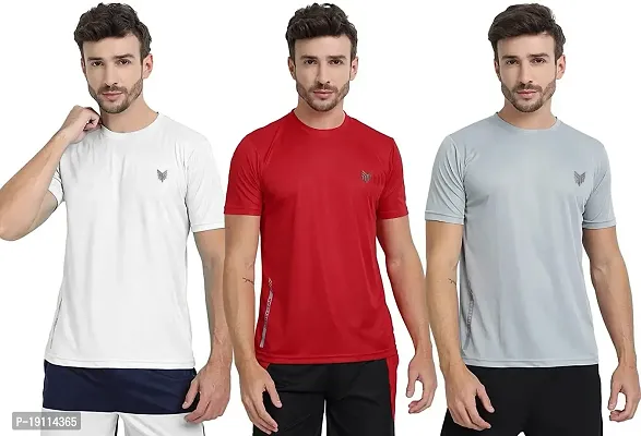 THE YOUTH MANTRA Men's Dri-Fit Polyester Round Neck Half Sleeves T-Shirt Combo - Set of 3-thumb0