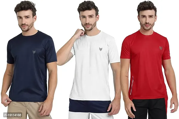 THE YOUTH MANTRA Men's Dri-Fit Polyester Round Neck Half Sleeves T-Shirt Combo - Set of 3