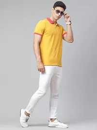 Youth Mantra Men's Cotton Solid Polo Neck Casual T-Shirt (Yellow_L)-thumb4