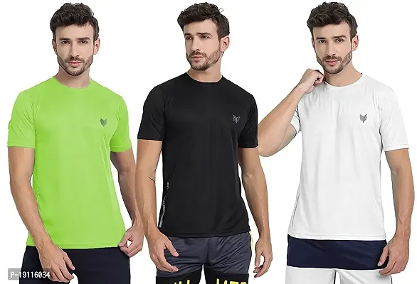 THE YOUTH MANTRA Men's Dri-Fit Polyester Round Neck Half Sleeves T-Shirt // Yoga T Shirt // Regular Fit Sports T-Shirt // Running T-Shirt // Gym T-Shirt // Regular fit (X-Large, Multicolored-4)-thumb0