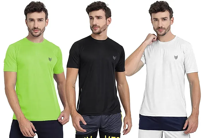 THE YOUTH MANTRA Men's Dri-Fit Round Neck Half Sleeves T-Shirt Combo - Set of 3