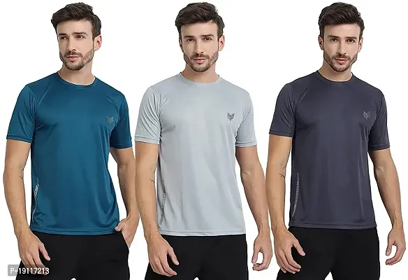 THE YOUTH MANTRA Men's Dri-Fit Polyester Round Neck Half Sleeves T-Shirt // Yoga T Shirt // Regular Fit Sports T-Shirt // Running T-Shirt // Gym T-Shirt // Regular fit (Medium, Multicolored-3)