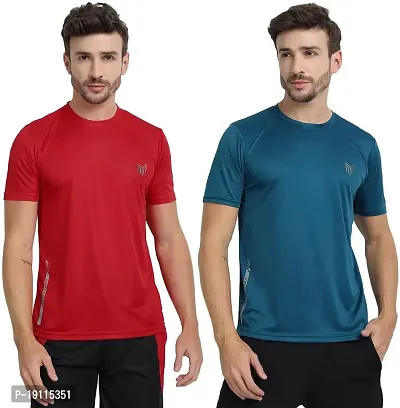 THE YOUTH MANTRA Men's Dri-Fit Polyester Round Neck Half Sleeves T-Shirt Combo - Set of 2