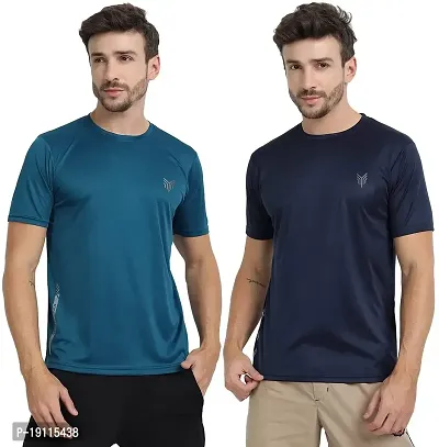 THE YOUTH MANTRA Men's Dri-Fit Polyester Round Neck Half Sleeves T-Shirt Combo - Set of 2