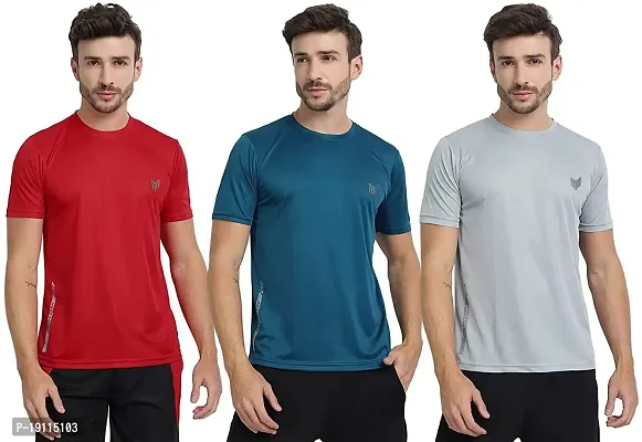 THE YOUTH MANTRA Men's Dri-Fit Polyester Round Neck Half Sleeves T-Shirt Combo - Set of 3-thumb0