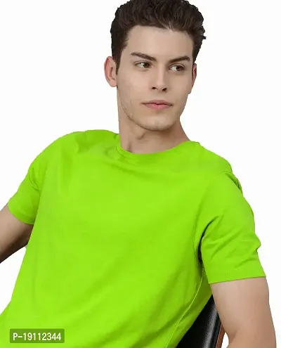 Youth Mantra Men's Lycra Cotton Solid Round Neck Casual T-Shirt (Green_L)-thumb0