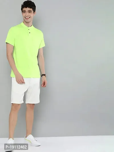 Youth Mantra Men's Cotton Lycra Solid Round Neck Casual T-Shirt (Neon Green_M)-thumb5