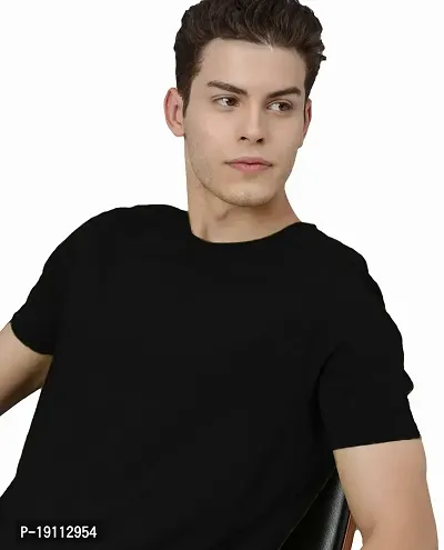 Youth Mantra Men's Lycra Cotton Solid Round Neck Casual T-Shirt (Black_XL)