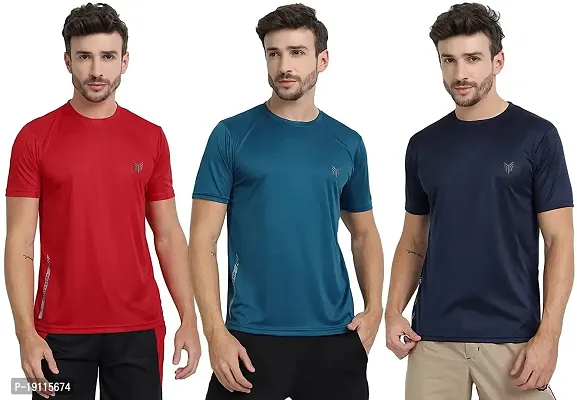 THE YOUTH MANTRA Men's Dri-Fit Polyester Round Neck Half Sleeves T-Shirt Combo - Set of 3-thumb0