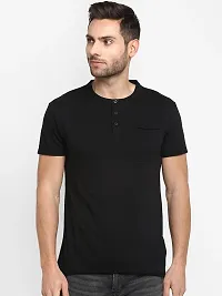 Youth Mantra Men's Cotton Lycra Solid Round Neck Casual T-Shirt (Black_XL)-thumb1