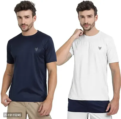 THE YOUTH MANTRA Men's Dri-Fit Polyester Round Neck Half Sleeves T-Shirt Combo - Set of 2