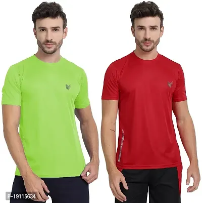 THE YOUTH MANTRA Men's Dri-Fit Polyester Round Neck Half Sleeves T-Shirt Combo - Set of 2