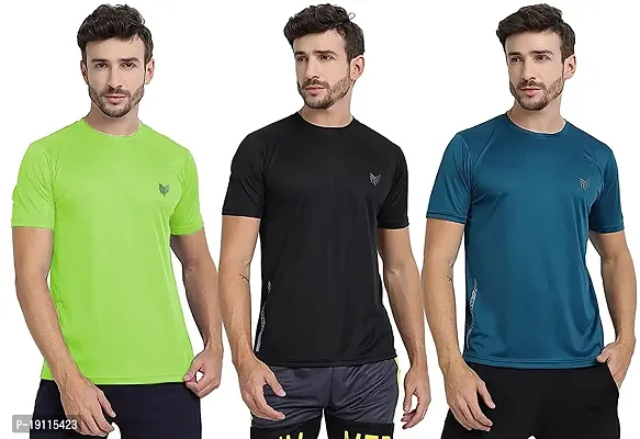 THE YOUTH MANTRA Men's Dri-Fit Polyester Round Neck Half Sleeves T-Shirt // Yoga T Shirt // Regular Fit Sports T-Shirt // Running T-Shirt // Gym T-Shirt // Regular fit (Large, Multicolored-5)