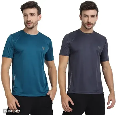 THE YOUTH MANTRA Men's Dri-Fit Polyester Round Neck Half Sleeves T-Shirt Combo - Set of 2