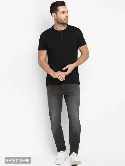 Youth Mantra Men's Cotton Lycra Solid Round Neck Casual T-Shirt (Black_XL)-thumb5