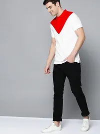 Youth Mantra Men's Cotton Solid Polo Neck Casual T-Shirt (Red White_2XL)-thumb2