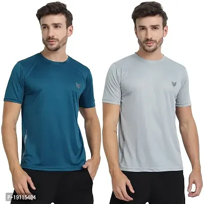 THE YOUTH MANTRA Men's Dri-Fit Polyester Round Neck Half Sleeves T-Shirt Combo - Set of 2