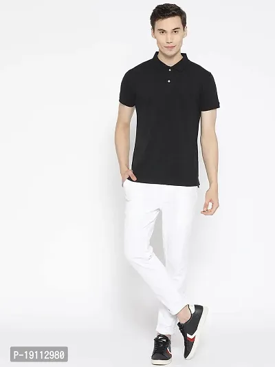 Youth Mantra Men's Cotton Solid Polo Neck Casual T-Shirt (Black_2XL)-thumb5