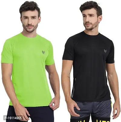 THE YOUTH MANTRA Men's Dri-Fit Polyester Round Neck Half Sleeves T-Shirt Combo - Set of 2-thumb0