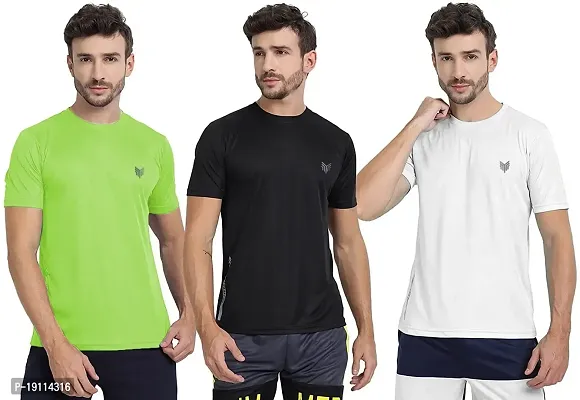 THE YOUTH MANTRA Men's Dri-Fit Polyester Round Neck Half Sleeves T-Shirt Combo - Set of 3-thumb0