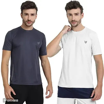 THE YOUTH MANTRA Men's Dri-Fit Polyester Round Neck Half Sleeves T-Shirt Combo - Set of 2