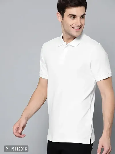 Youth Mantra Men's Cotton Solid Polo Neck Casual T-Shirt (White_L)-thumb2