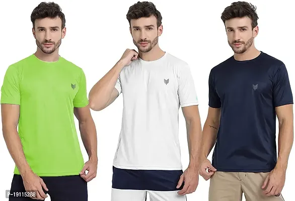 THE YOUTH MANTRA Men's Dri-Fit Polyester Round Neck Half Sleeves T-Shirt Combo - Set of 3