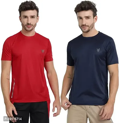 THE YOUTH MANTRA Men's Dri-Fit Polyester Round Neck Half Sleeves T-Shirt Combo - Set of 2