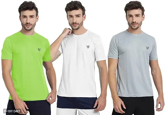 THE YOUTH MANTRA Men's Dri-Fit Polyester Round Neck Half Sleeves T-Shirt Combo - Set of 3