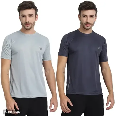 THE YOUTH MANTRA Men's Dri-Fit Polyester Round Neck Half Sleeves T-Shirt Combo - Set of 2