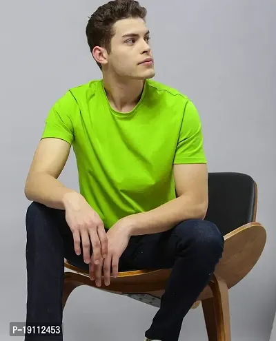 Youth Mantra Men's Lycra Cotton Solid Round Neck Casual T-Shirt (Green_XL)-thumb3