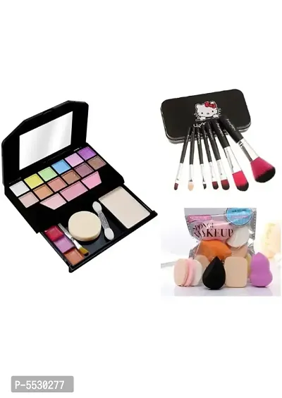 Makeup Kit + Brush Kit + Puff Blender Set