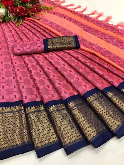 Jute Silk Woven Design Sarees with Blouse piece
