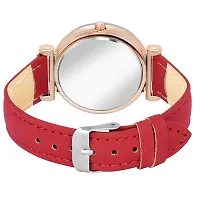 Shunya Red Leather Strap Stylish Design Analog Wrist Watch For Women  Girls-thumb3