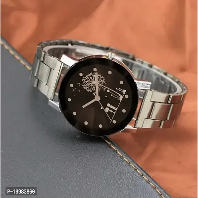 Shunya Black Crystal Glass Unique Design Steel Belt Analog Wrist Watch For Women  Girls-thumb0
