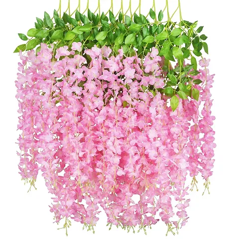 ADIRSA Wisteria Artificial Flower Bushy Silk Vine Ratta Hanging Garland Hanging for Wedding Party Garden Outdoor Greenery Office Wall Decoration Pink |4 Pieces /Each 43 inch / 3.7 ft