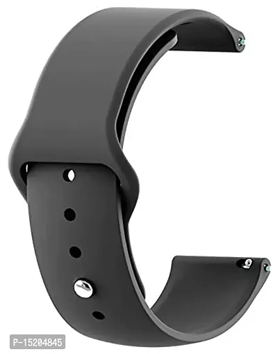 PUNVIT 22MM Soft Silicon Strap Bigger in Length for ColorFit Pulse Buzz Smart Watch. (Smart Watch Not Included) (Black)-thumb0