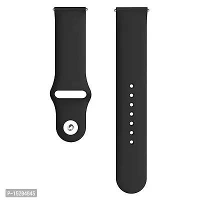 PUNVIT 22MM Soft Silicon Strap Bigger in Length for ColorFit Pulse Buzz Smart Watch. (Smart Watch Not Included) (Black)-thumb2