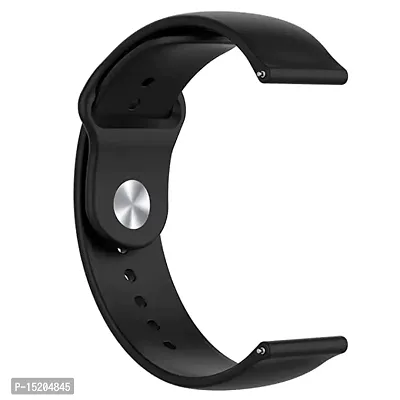 PUNVIT 22MM Soft Silicon Strap Bigger in Length for ColorFit Pulse Buzz Smart Watch. (Smart Watch Not Included) (Black)-thumb3